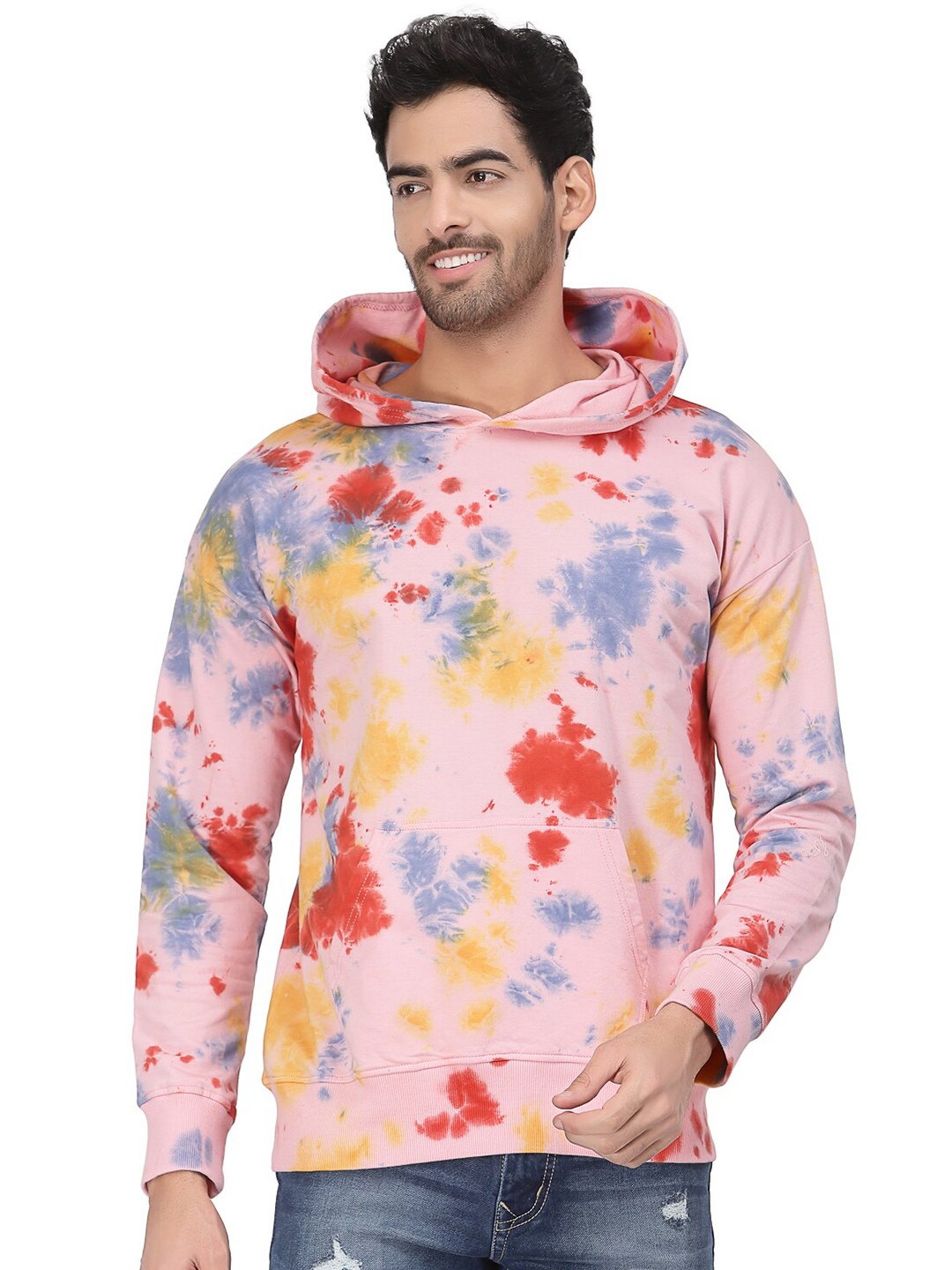 

PAUSE SPORT Tie And Dye Hooded Cotton Sweatshirt, Peach