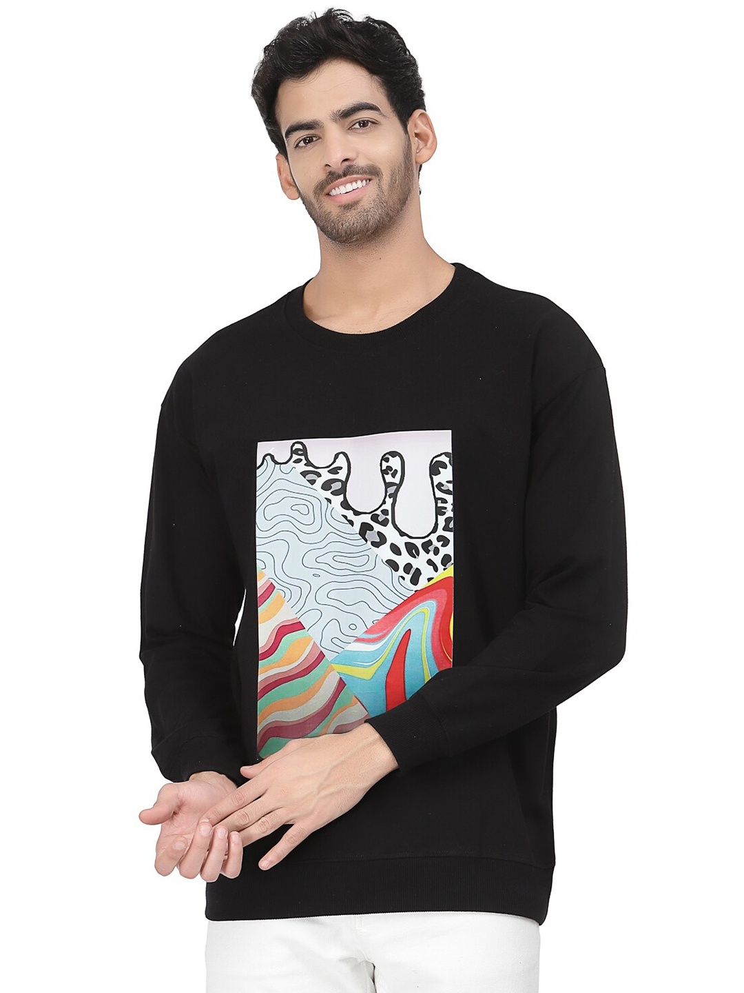 

PAUSE SPORT Graphic Printed Cotton Sweatshirt, Black