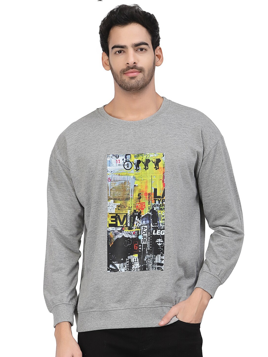 

PAUSE SPORT Graphic Printed Cotton Sweatshirt, Grey