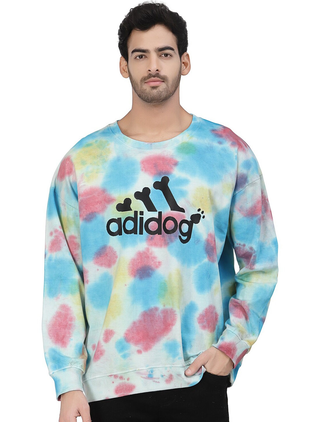 

PAUSE SPORT Abstract Printed Cotton Sweatshirt, Blue