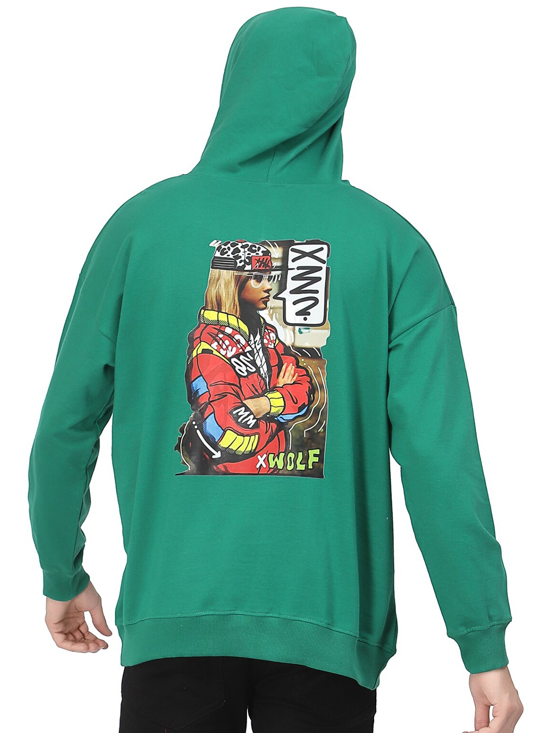 

PAUSE SPORT Printed Hooded Cotton Sweatshirt, Green