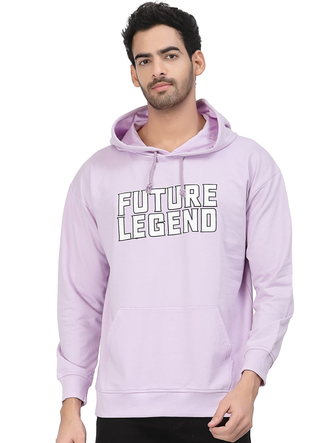 

PAUSE SPORT Typography Printed Hooded Cotton Sweatshirt, Lavender