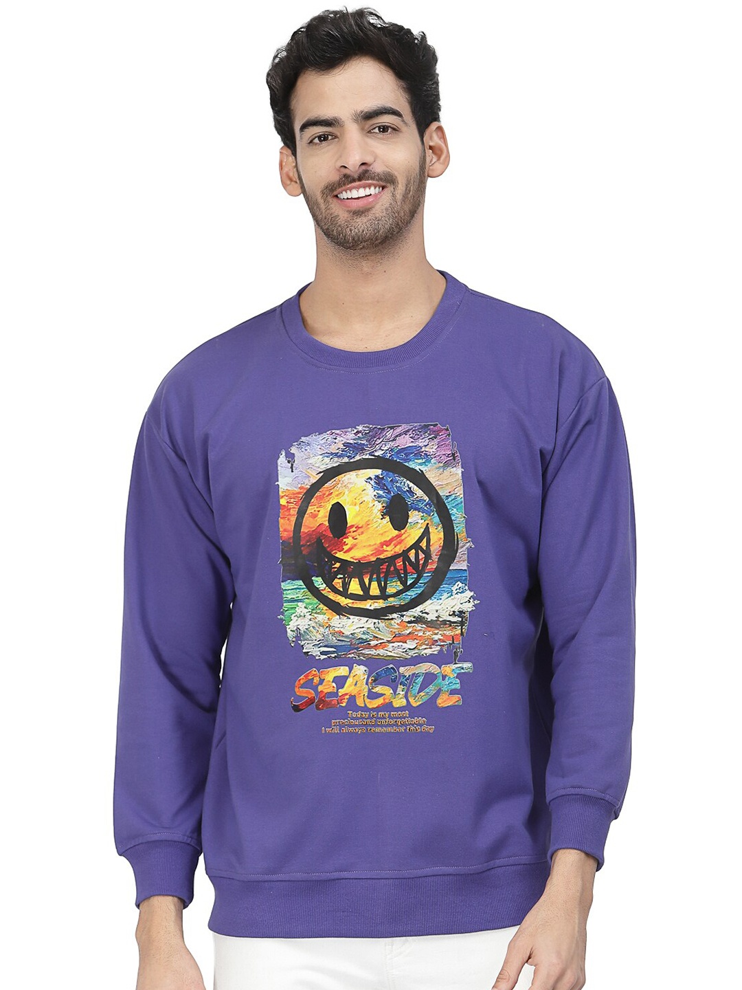 

PAUSE SPORT Graphic Printed Cotton Sweatshirt, Purple