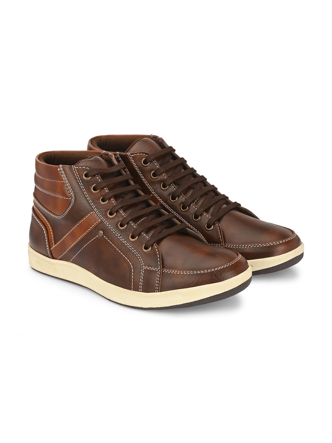 

Azzaro Black Men Mid-Top Lightweight Sneakers, Brown
