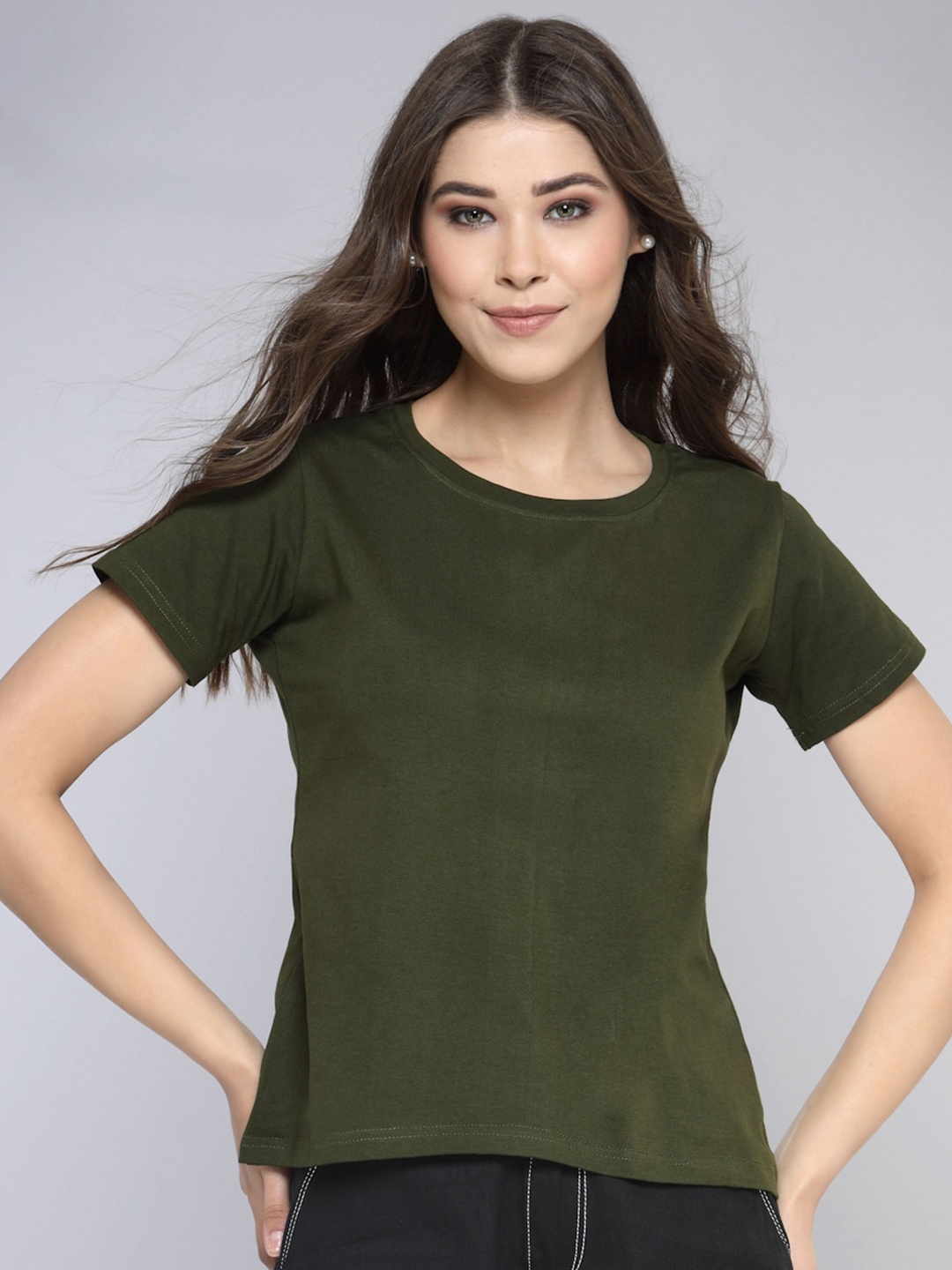 

Selvia Round Neck Short Sleeves T-shirt, Olive