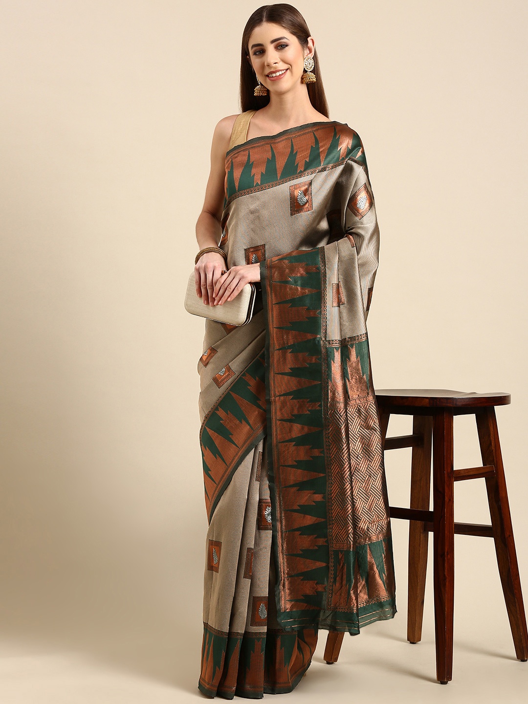 

SHANVIKA Zari Banarasi Saree, Green
