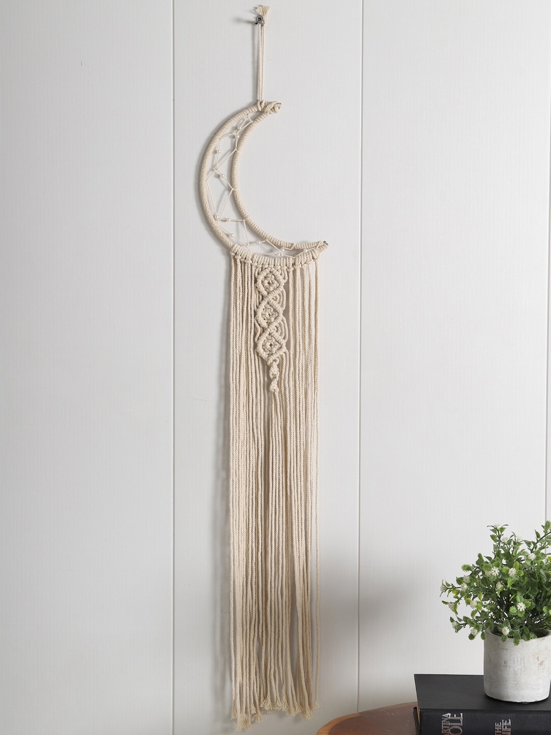 

HANDICRAFT PALACE Beige Bohemian Moon Macrame Hanging Tapestry Tassel Wall Hangings