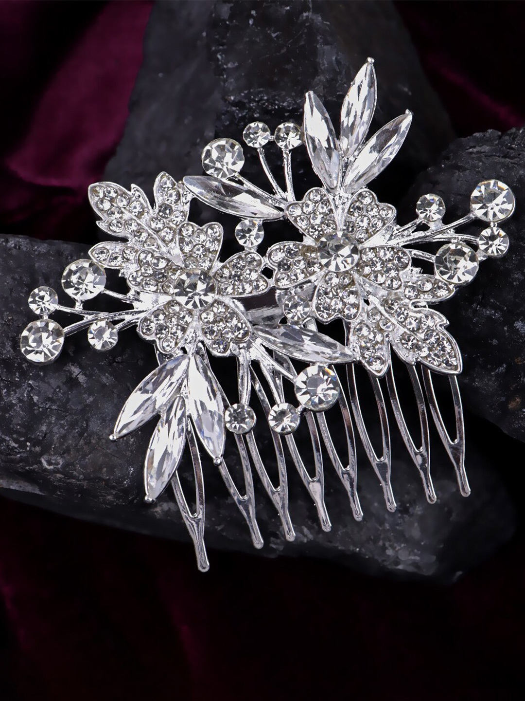 

VAGHBHATT Women Embellished Comb Pin, Silver