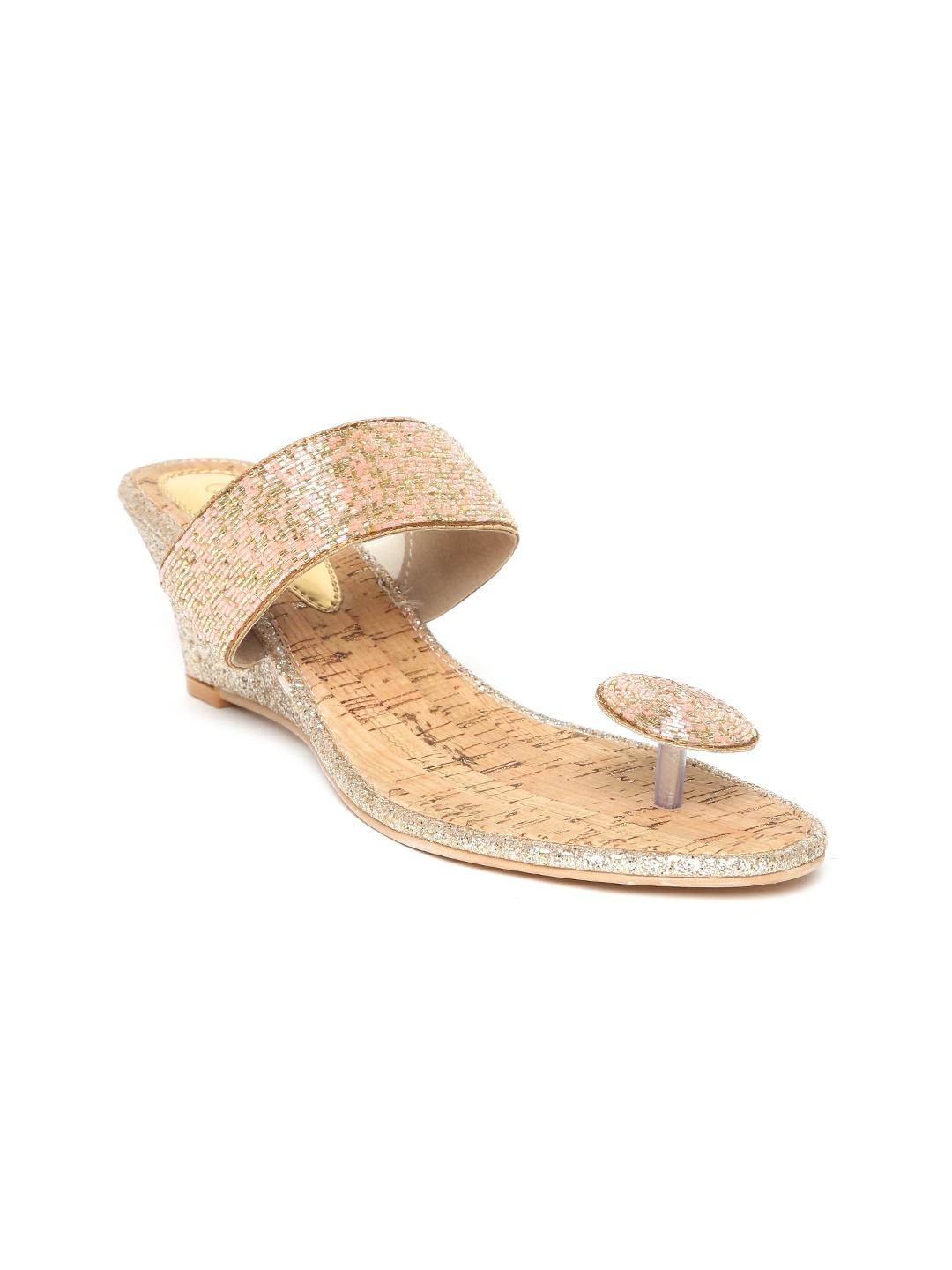 

Catwalk Women Peach-Coloured & Gold-Toned Solid Sandals