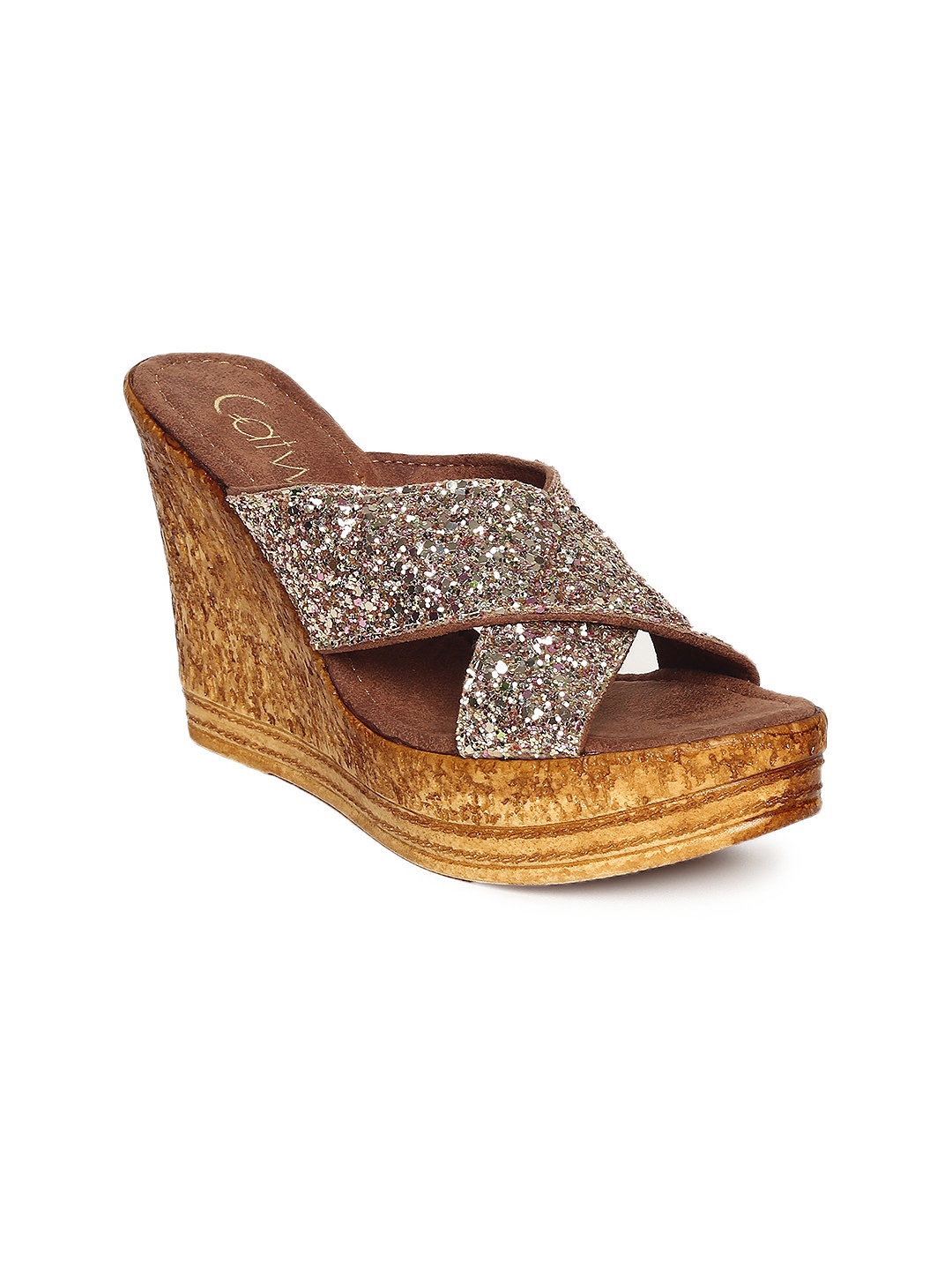 

Catwalk Women Brown & Silver-Toned Shimmery Wedges