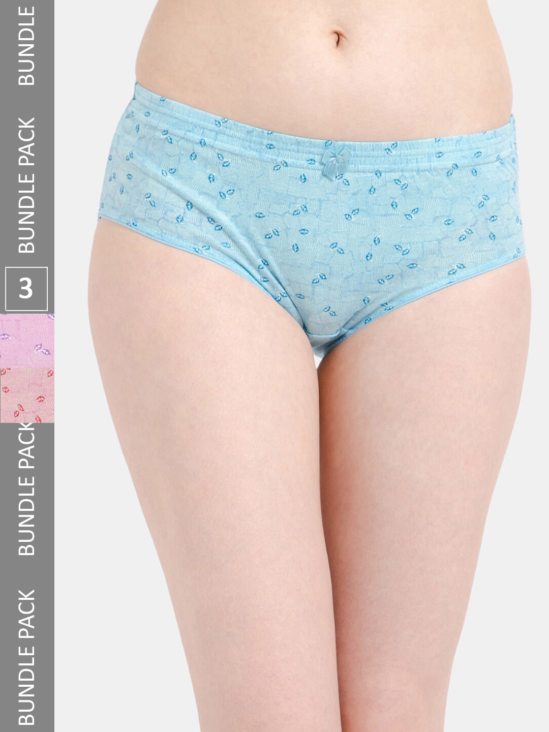 

Lady Lyka Women Pack Of 3 Printed Cotton Hipster Briefs, Blue