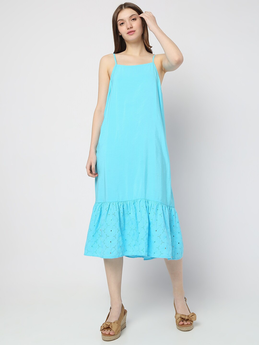 

Vero Moda Shoulder Strap A-Line Midi Dress, Blue
