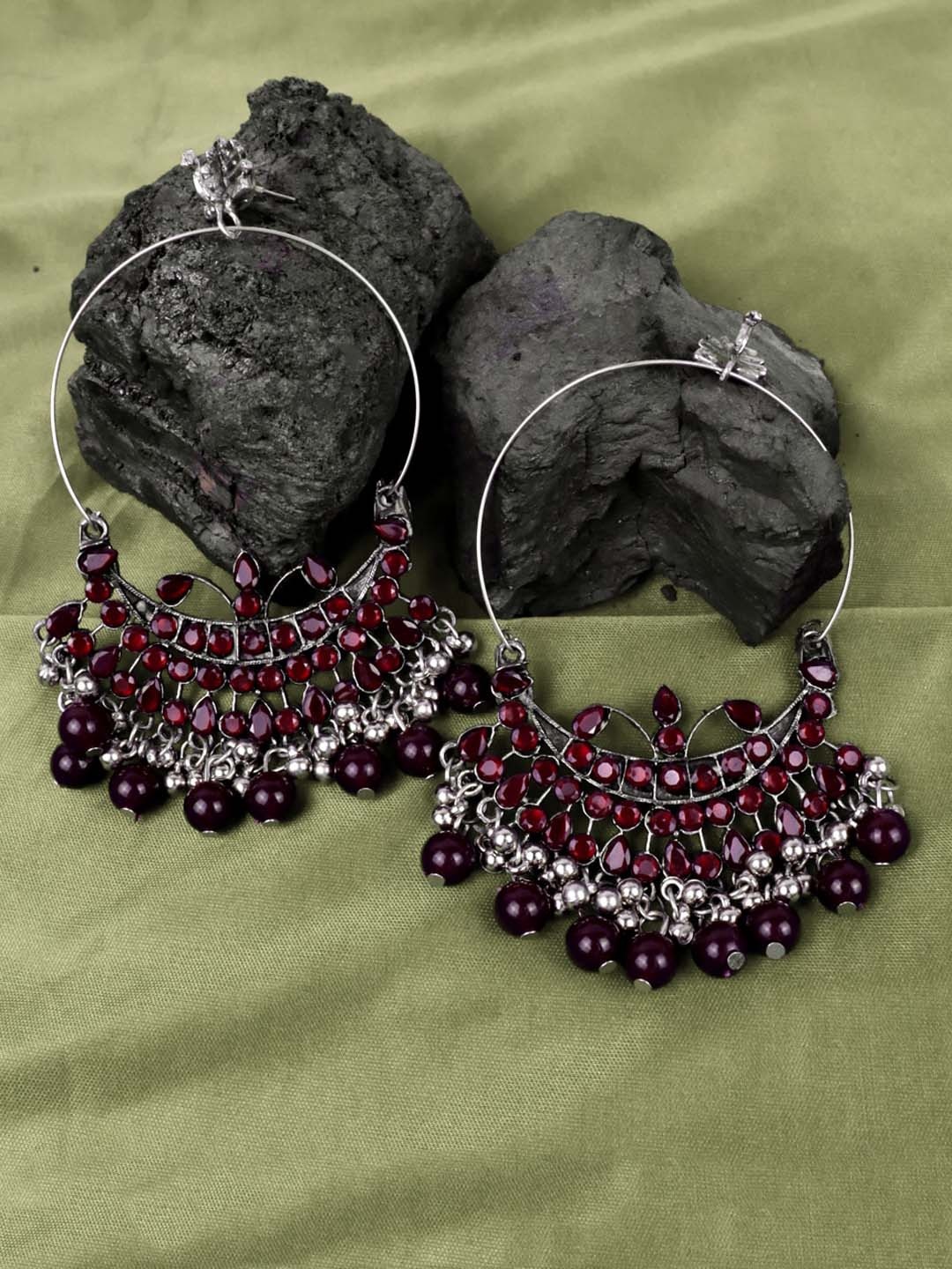 

Krelin Silver Plated Circular Chandbalis Earrings