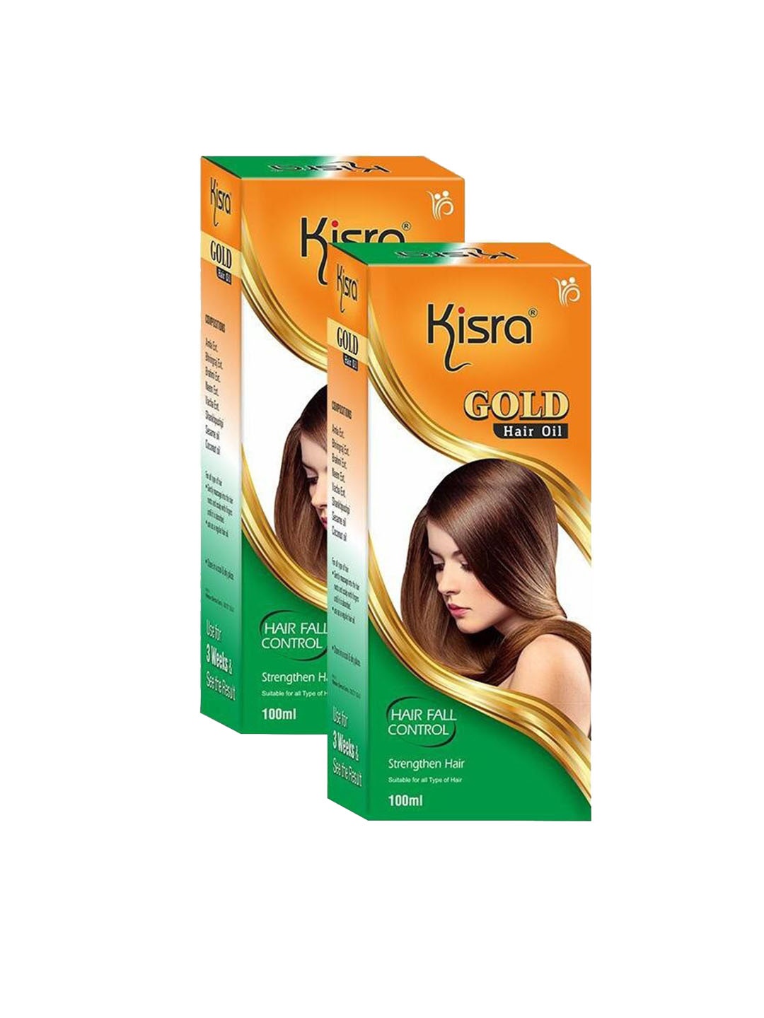 

KISRA Set of 2 Gold Hairfall Control Hair Oil with Amla & Neem - 100 ml each, Orange