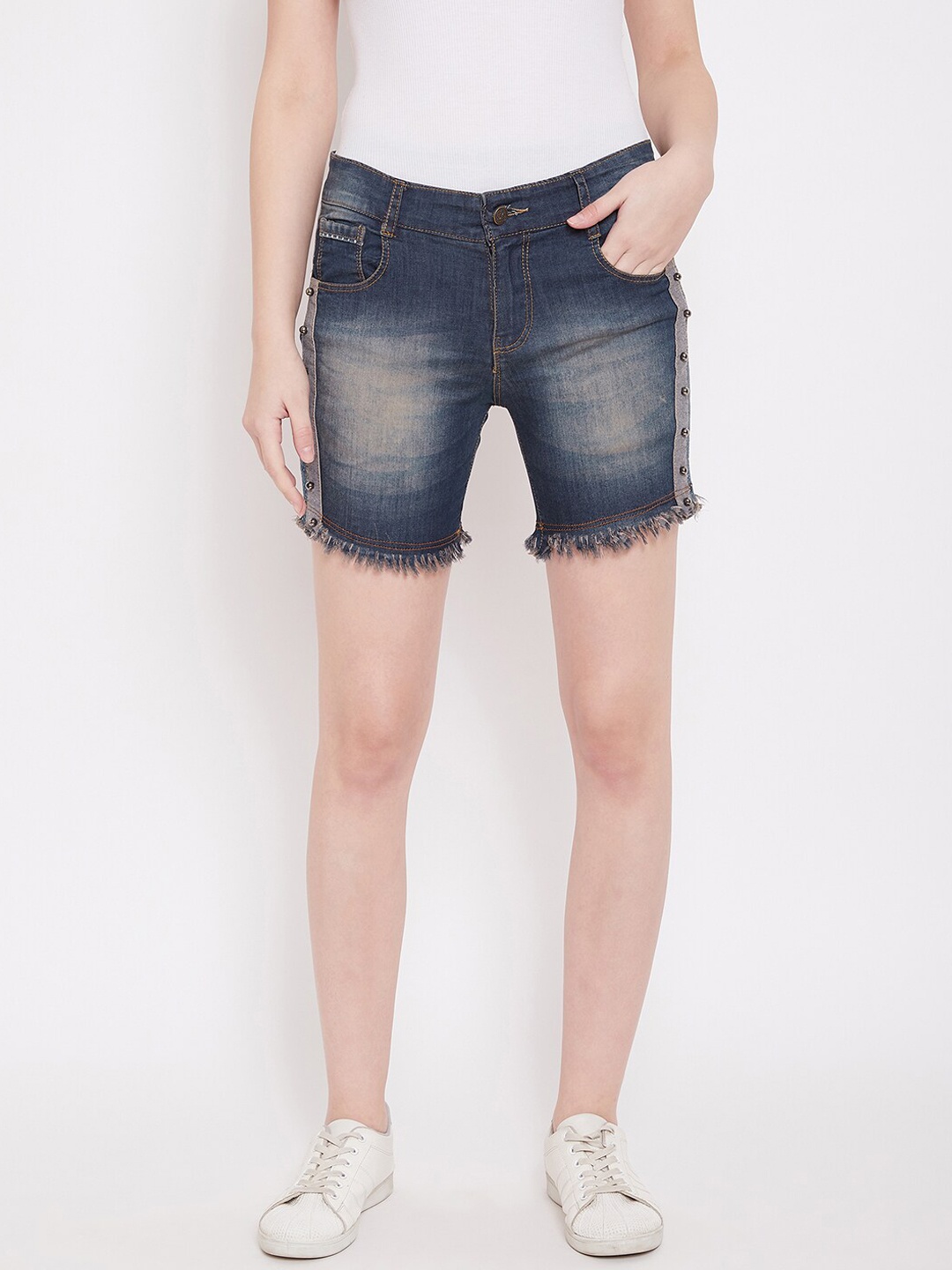 

C9 AIRWEAR Women Washed Denim Shorts, Navy blue