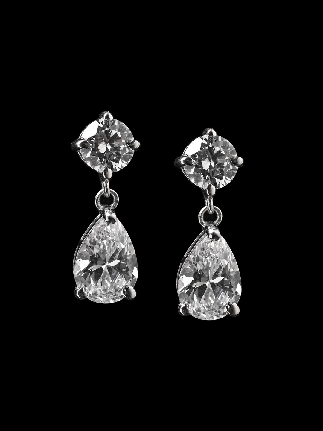 

Clara 925 Sterling Silver Rhodium-Plated Teardrop Shaped Contemporary Drop Earrings