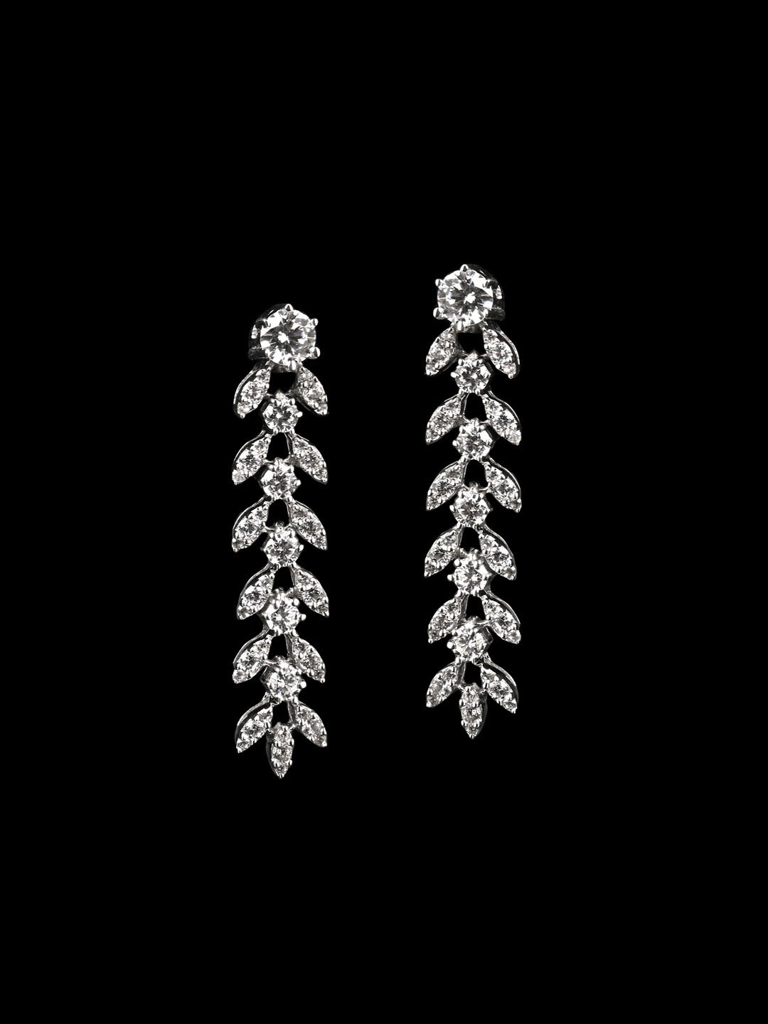 

Clara 925 Sterling Silver Rhodium-Plated Leaf Shaped Contemporary Drop Earrings