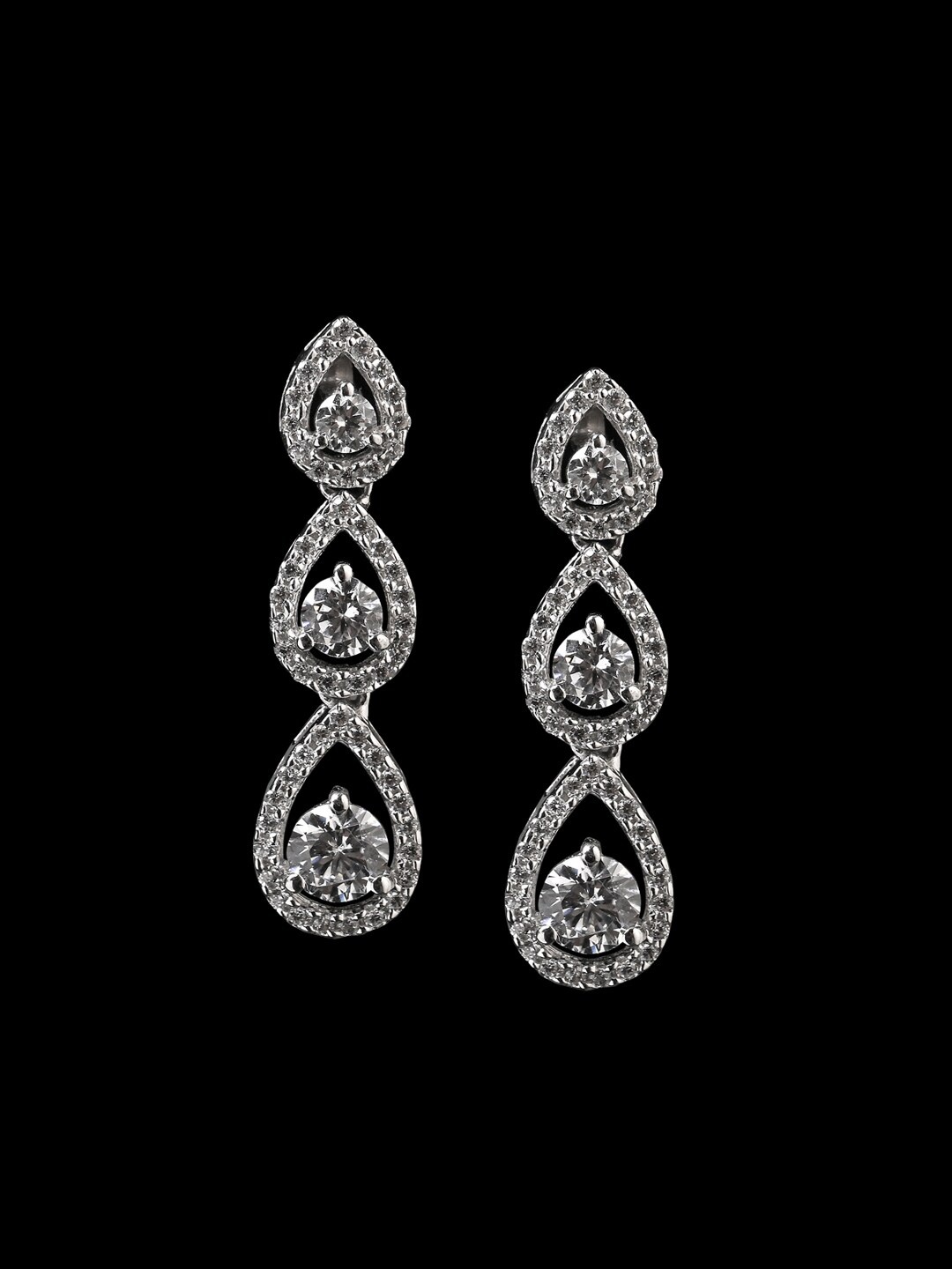 

Clara Sterling Silver Rhodium-Plated Tear Shaped Drop Earrings