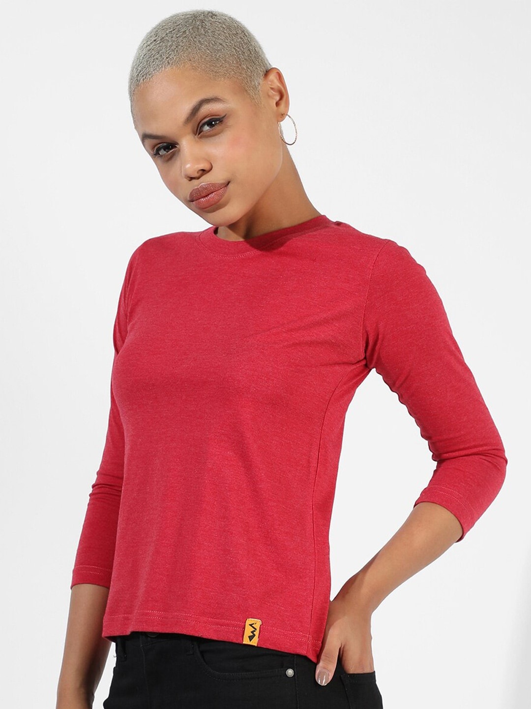 

Campus Sutra Round Neck Cotton T-shirt, Red