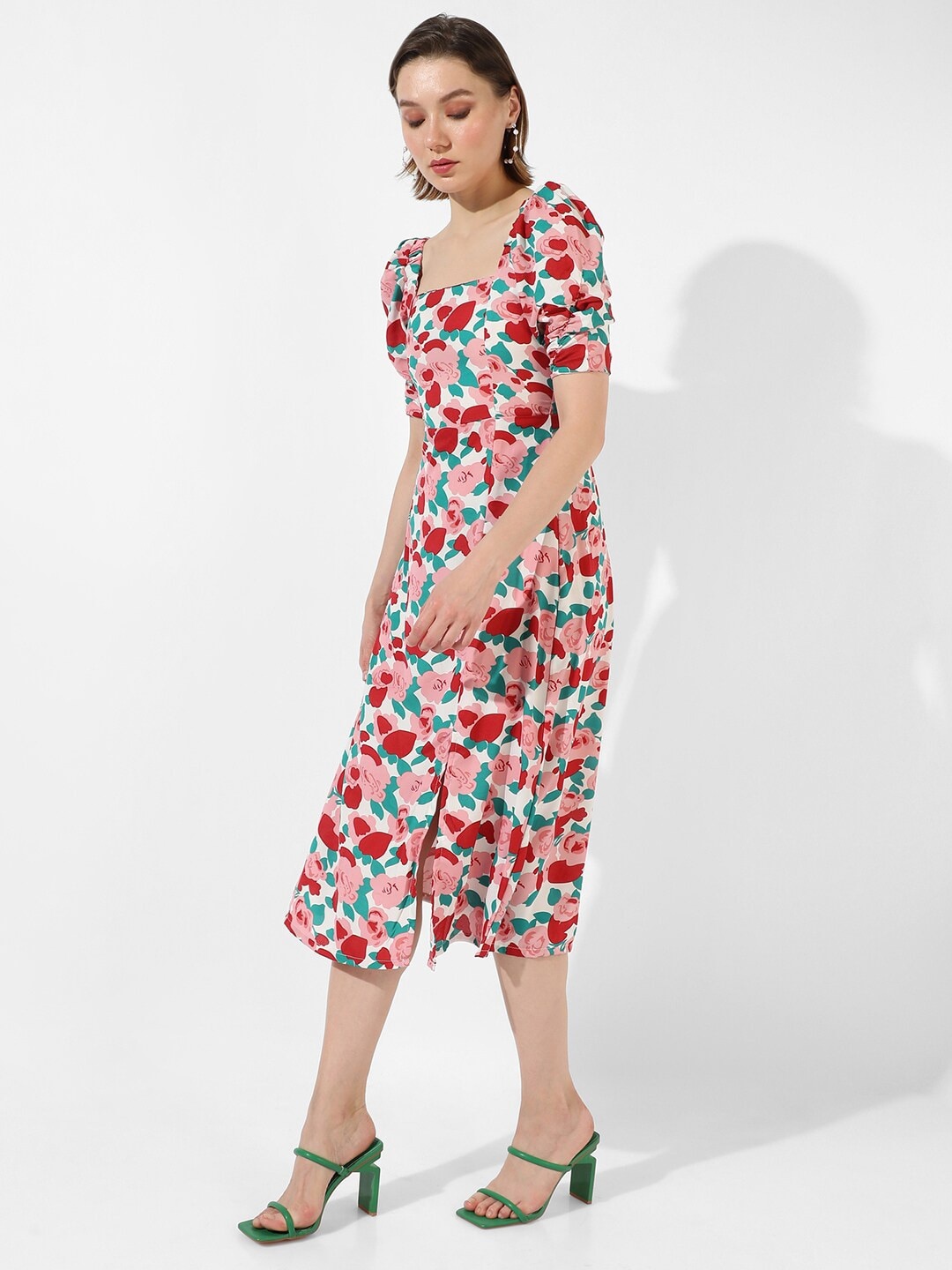 

Campus Sutra Floral Print Fit & Flare Midi Dress, Multi