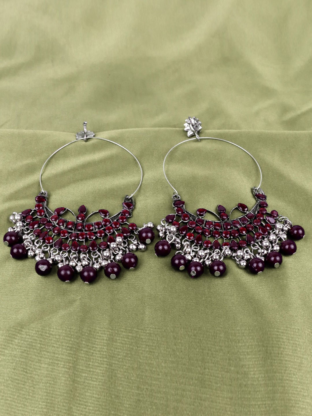 

VAGHBHATT Silver Plated Circular Chandbalis Earrings