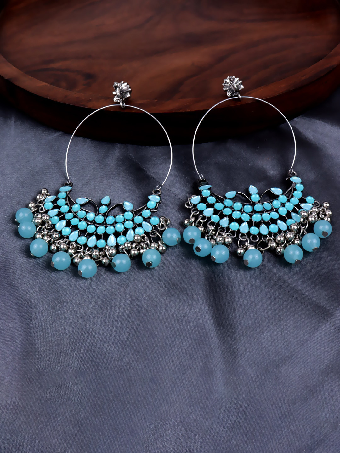 

VAGHBHATT Silver Plated Circular Chandbalis Earrings