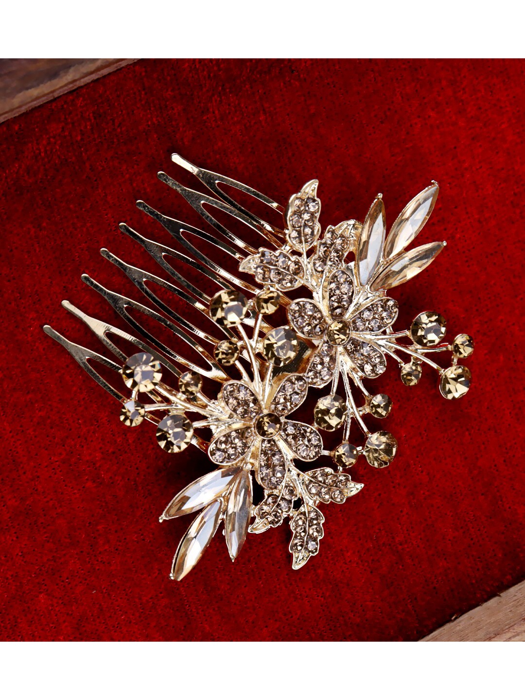 

FIMBUL Women Embellished Crystal Bride Wedding Hair Comb Pin, Gold