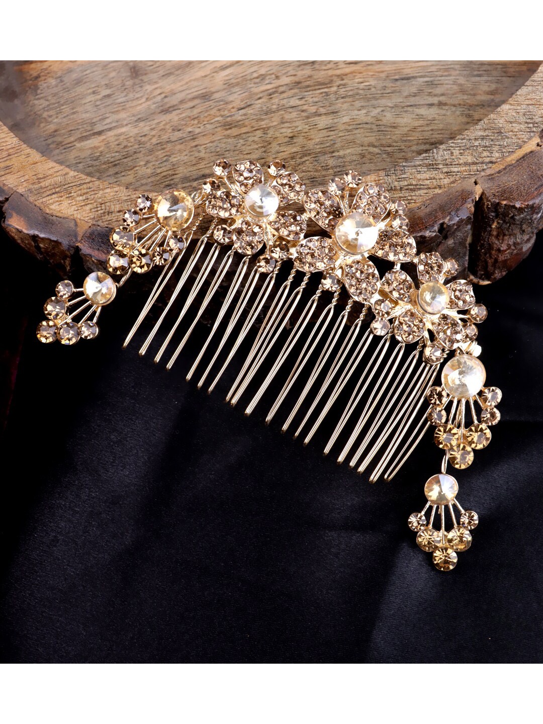 

FIMBUL Women Embellished Crystal Bride Wedding Hair Comb Pin, Gold