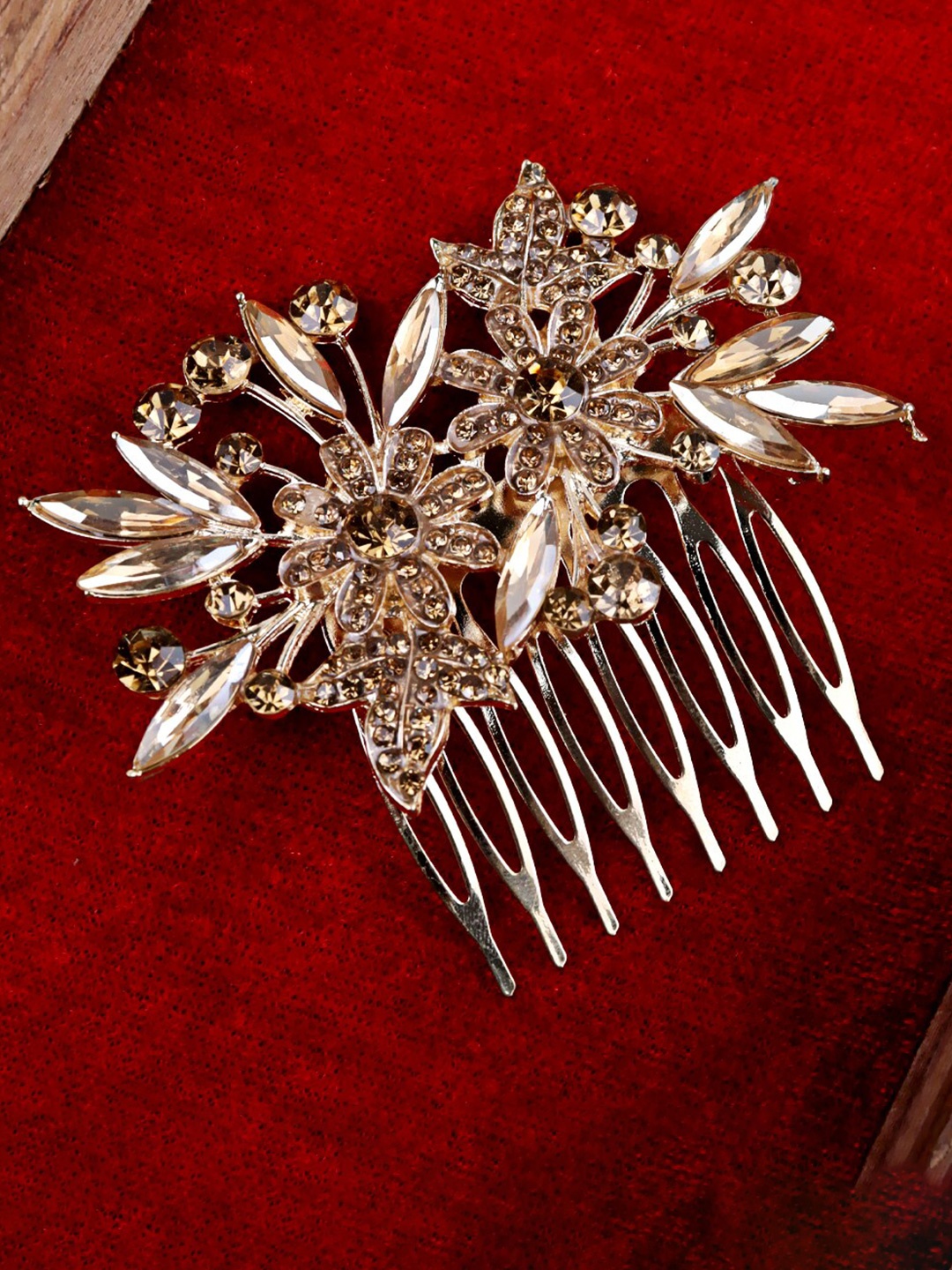 

FIMBUL Women Crystal Bride Wedding Hair Comb Pin, Gold