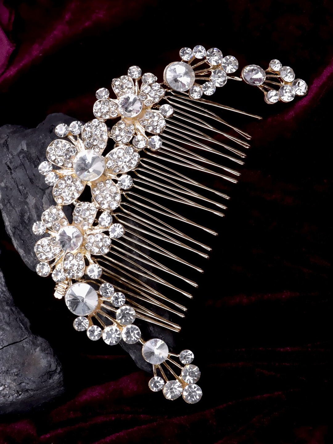 

FIMBUL Women Crystal Bride Wedding Hair Comb Pin, Rose gold