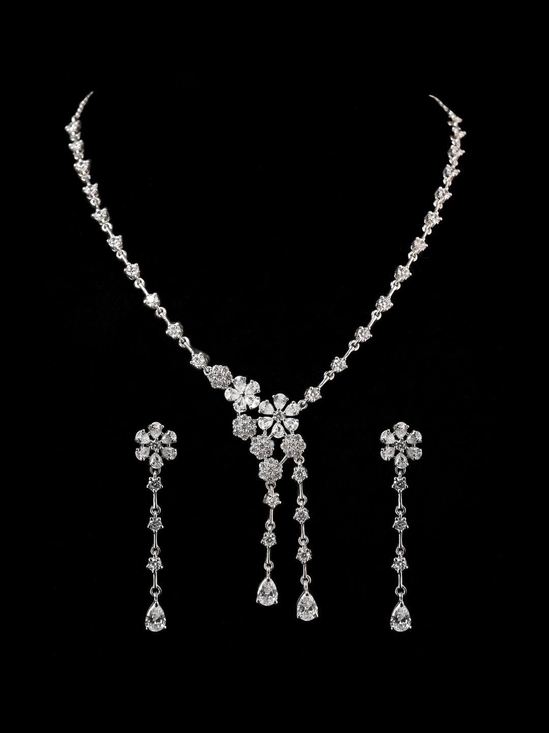 

Clara 925 Silver Rhodium Plated CZ Stone Studded Jewellery Set