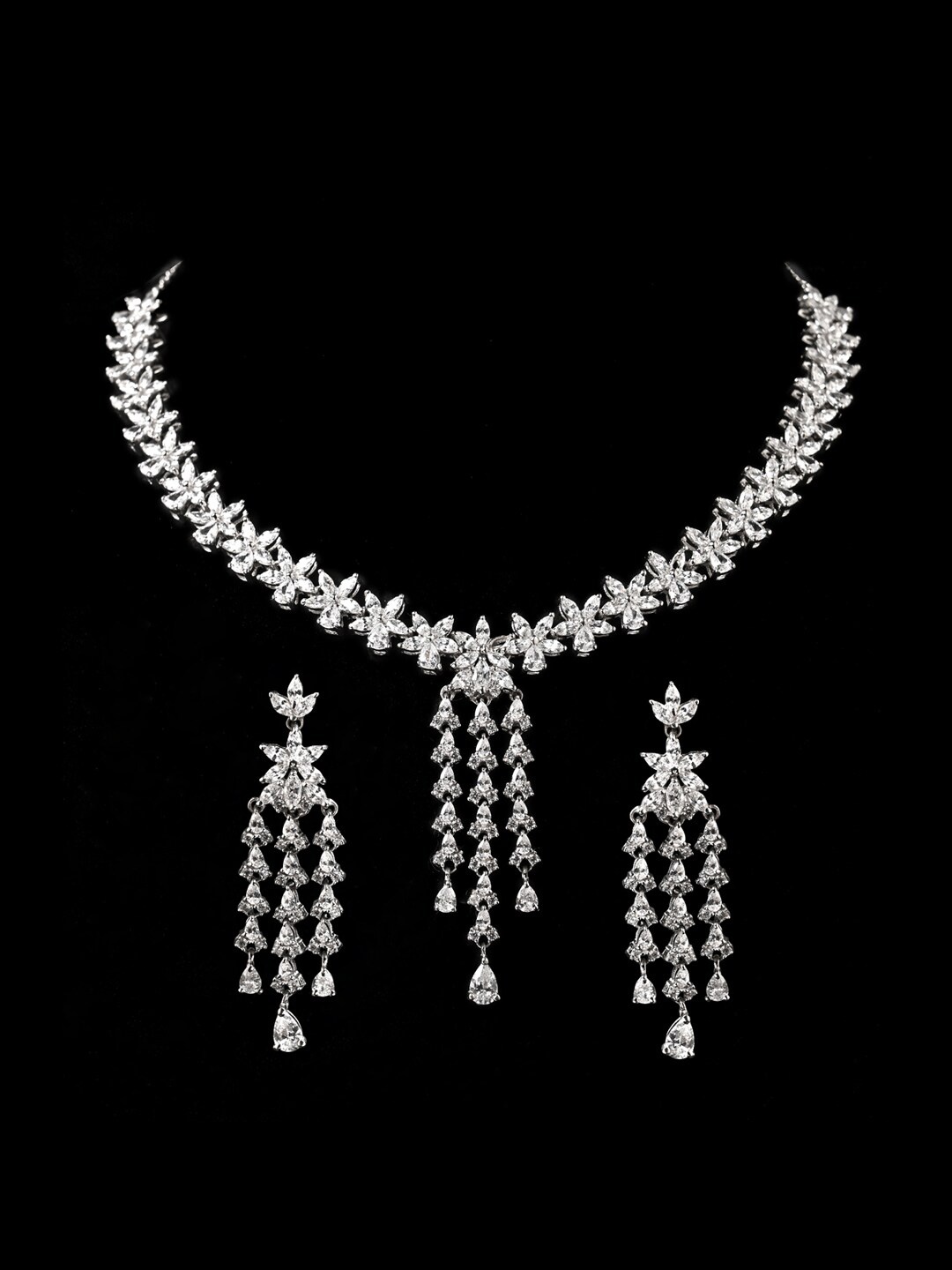 

Clara 925 Sterling Silver Rhodium-Plated CZ-Studded Jewellery Set