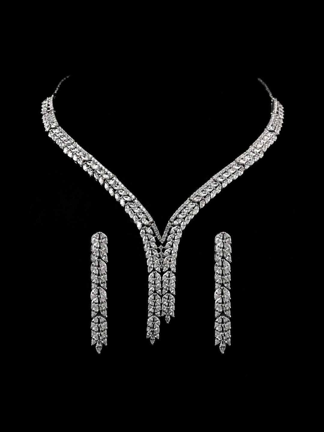 

Clara 925 Sterling Silver Rhodium-Plated CZ Studded Jewellery Set