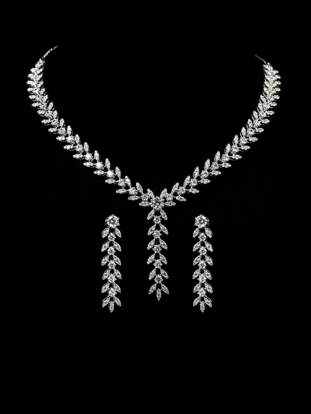 

Clara 925 Sterling Silver Rhodium-Plated CZ Studded Jewellery Set