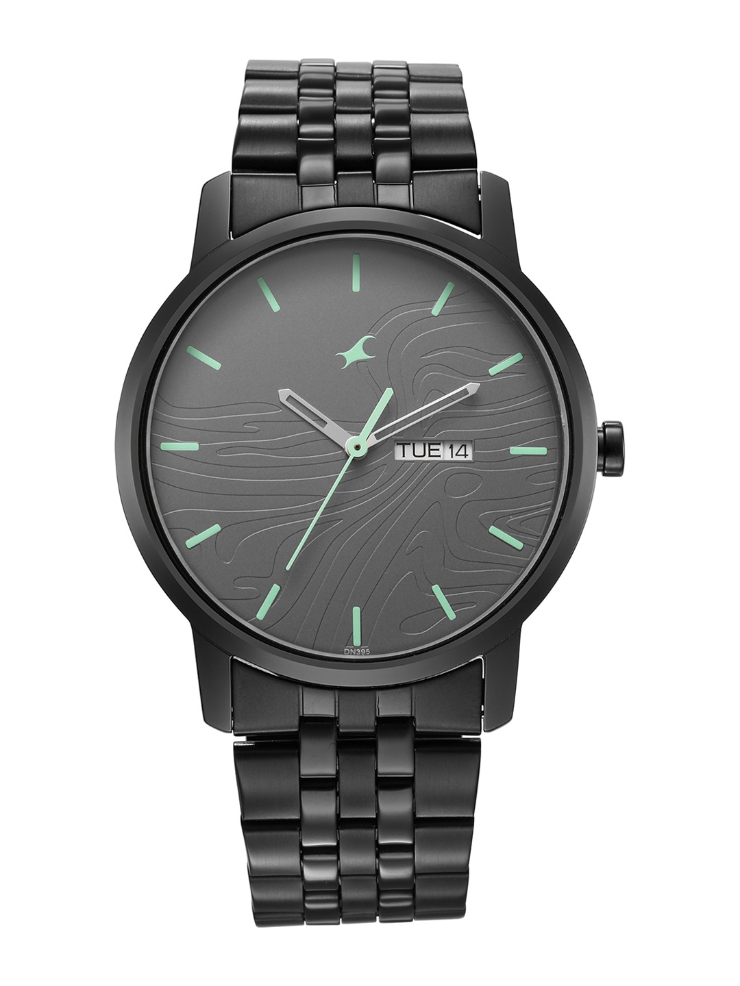 

Fastrack Men Textured Round Dial & Bracelet Style Straps Analogue Watch- 3295NM01, Black