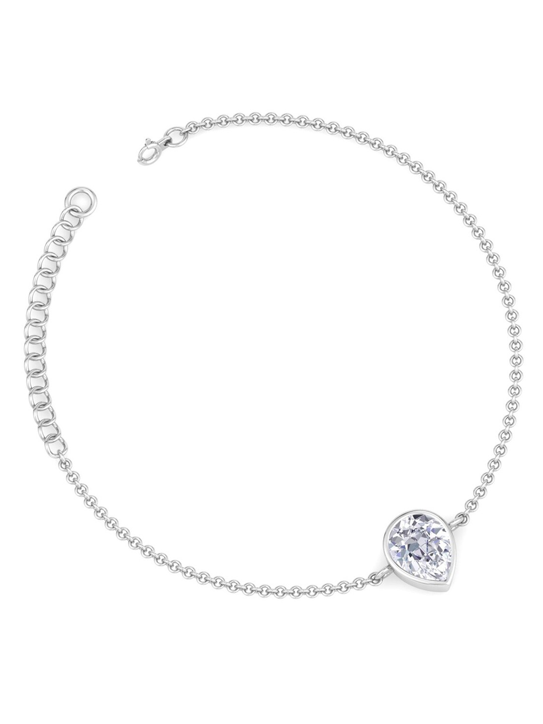 

Inddus Jewels Women Silver-Toned & White Sterling Silver Cubic Zirconia Rhodium-Plated Link Bracelet