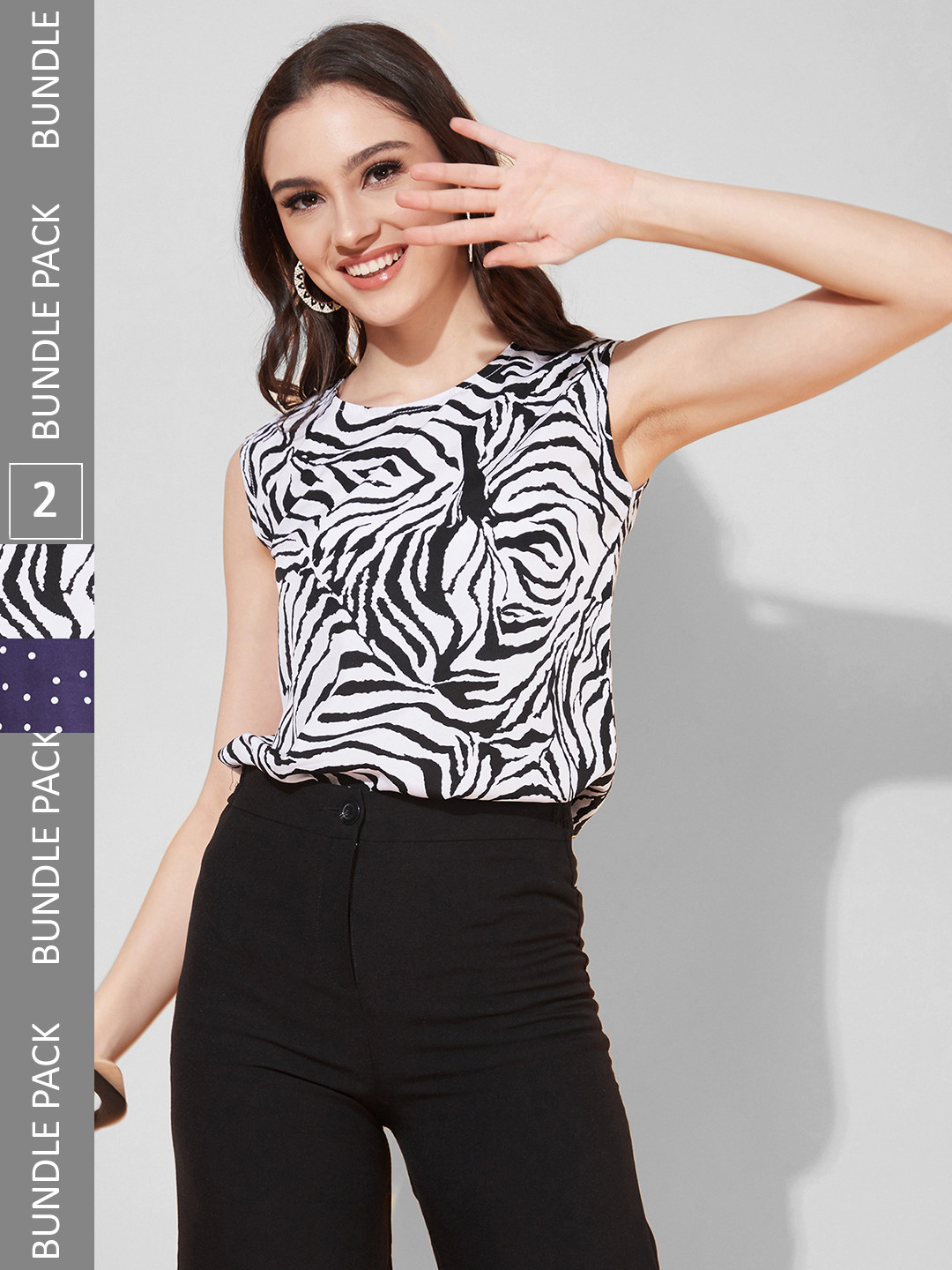 

Selvia Pack Of 2 Abstract Print Top, White