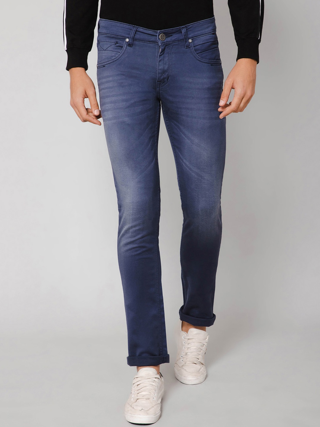 

Cantabil Men Mid-Rise Light Fade Cotton Jeans, Blue