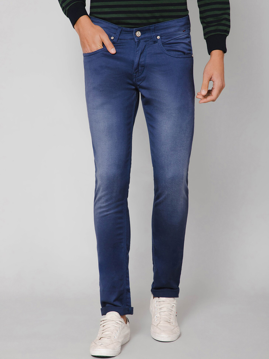 

Cantabil Men Mid-Rise Heavy Fade Cotton Jeans, Blue