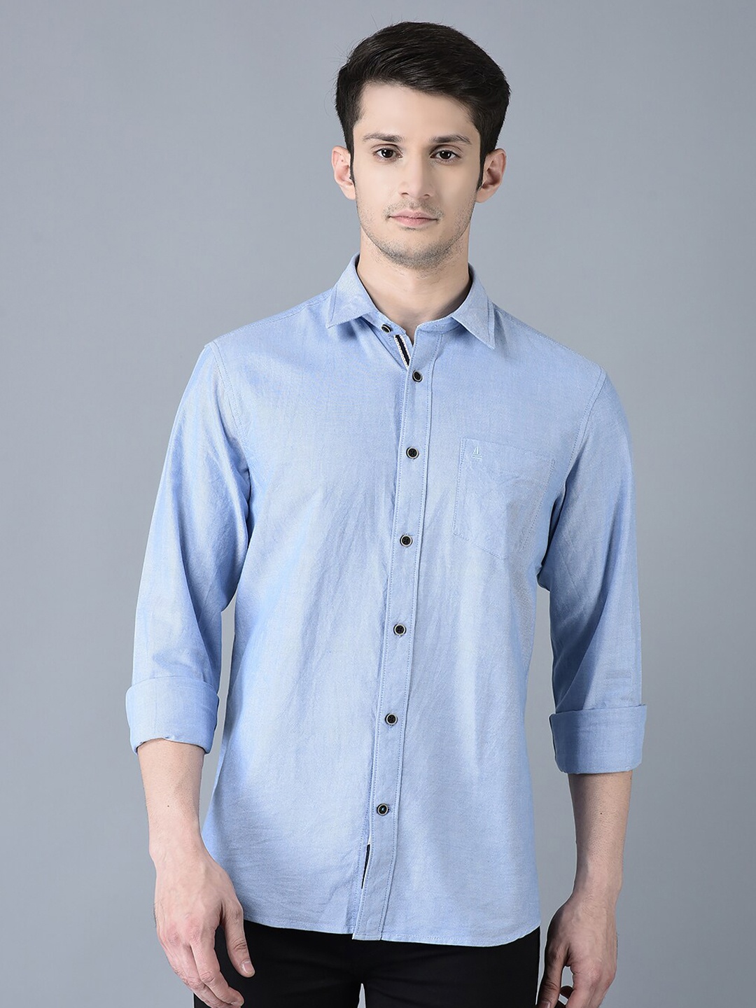 

CANOE Smart Fit Oxford Pure Cotton Casual Shirt, Blue