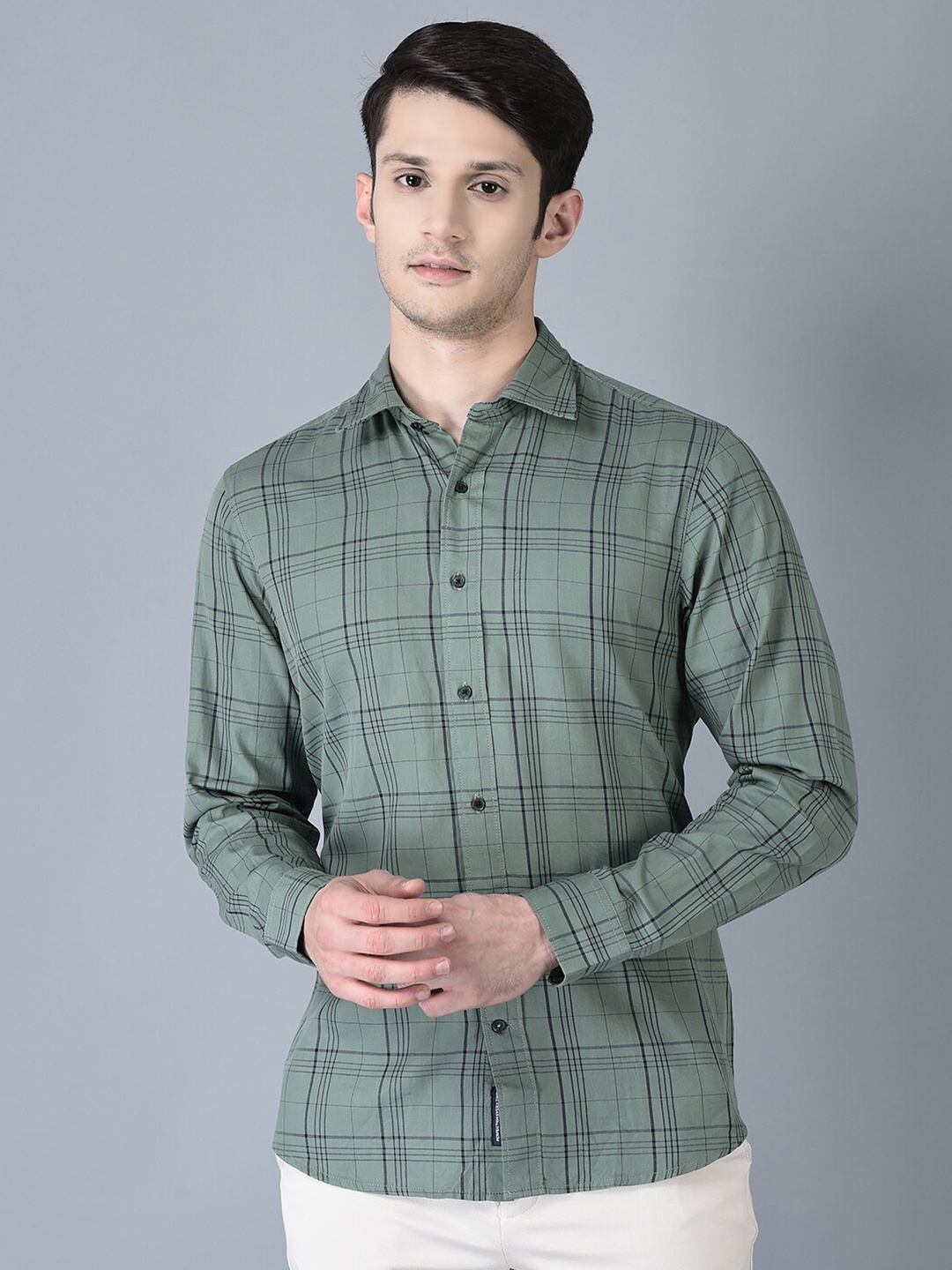 

CANOE Smart Tartan Checked Pure Cotton Casual Shirt, Green