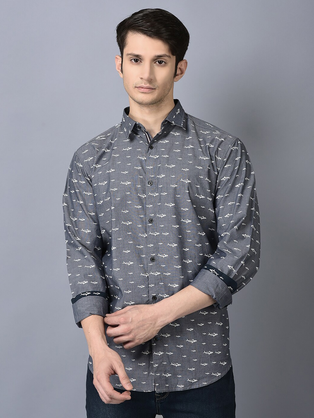 

CANOE Smart Conversational Printed Pure Cotton Casual Shirt, Grey