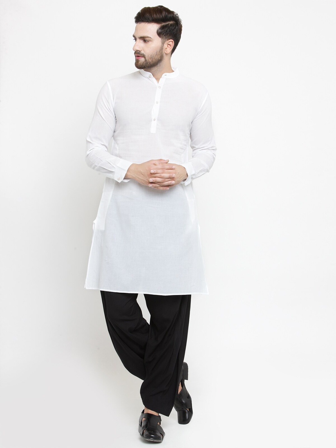 

WESTCLO Mandarin Collar Cotton Kurta, White