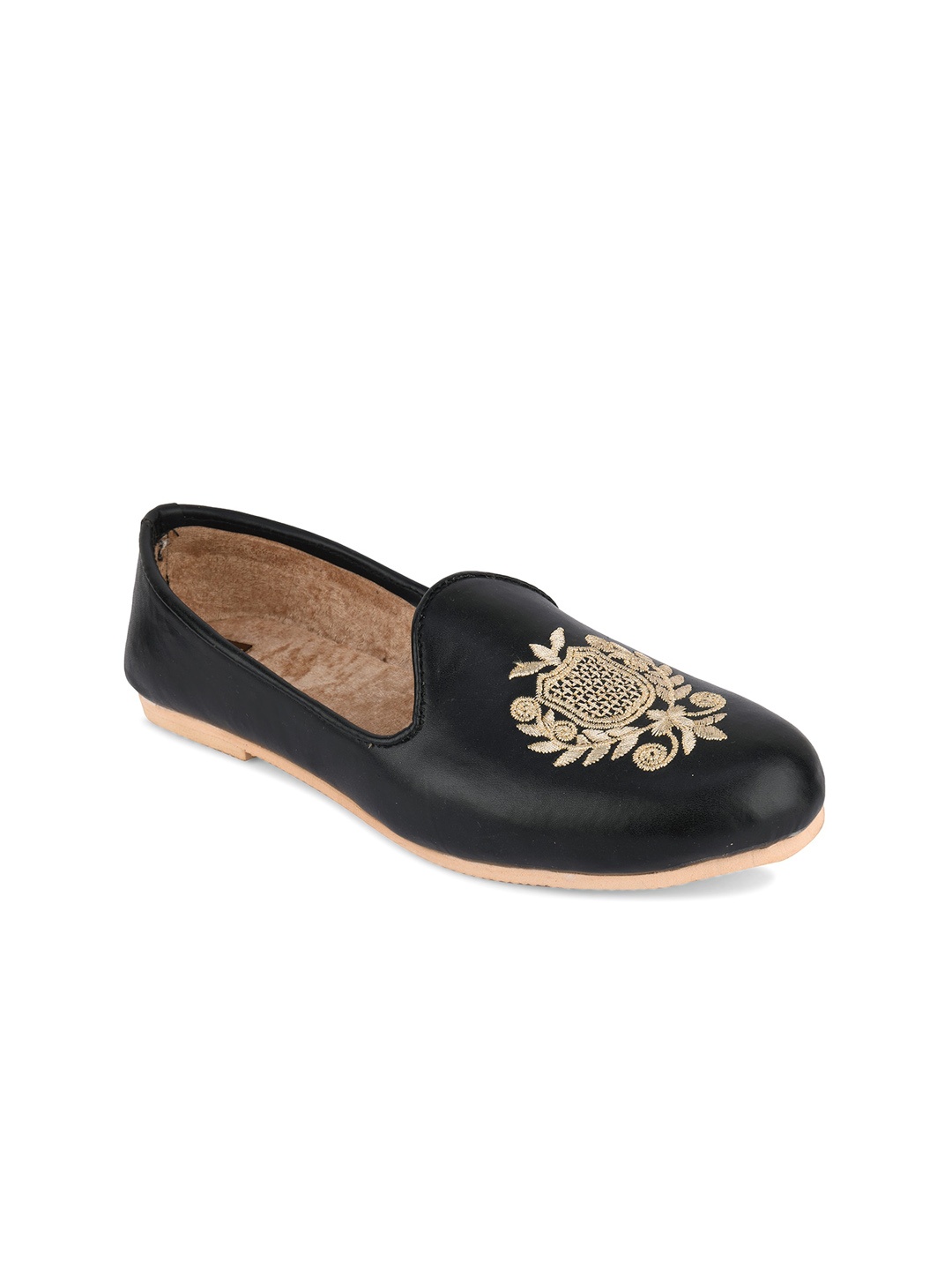 

DESI COLOUR Men Woven Design Comfort Insole Mojaris, Black