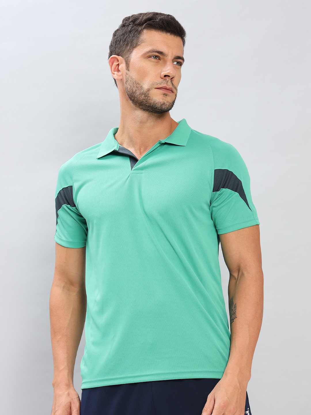 

Technosport Polo Collar Antimicrobial Slim Fit Tennis T-shirt, Green