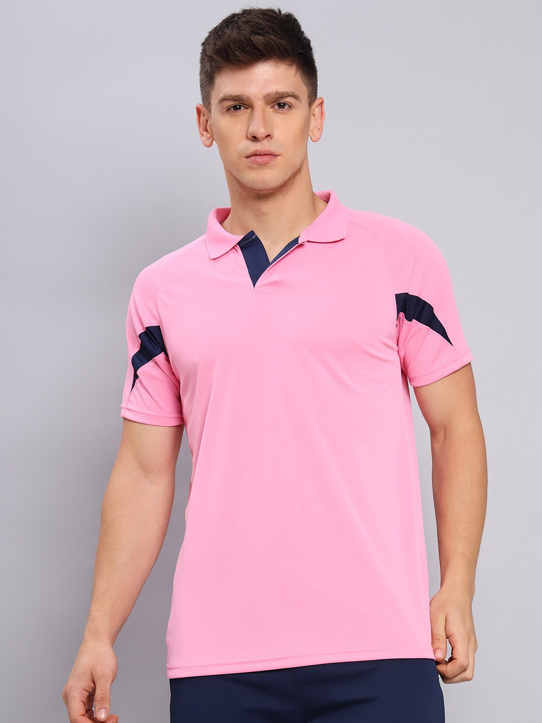 

Technosport Antimicrobial Polo Collar Slim Fit Tennis T-shirt, Pink