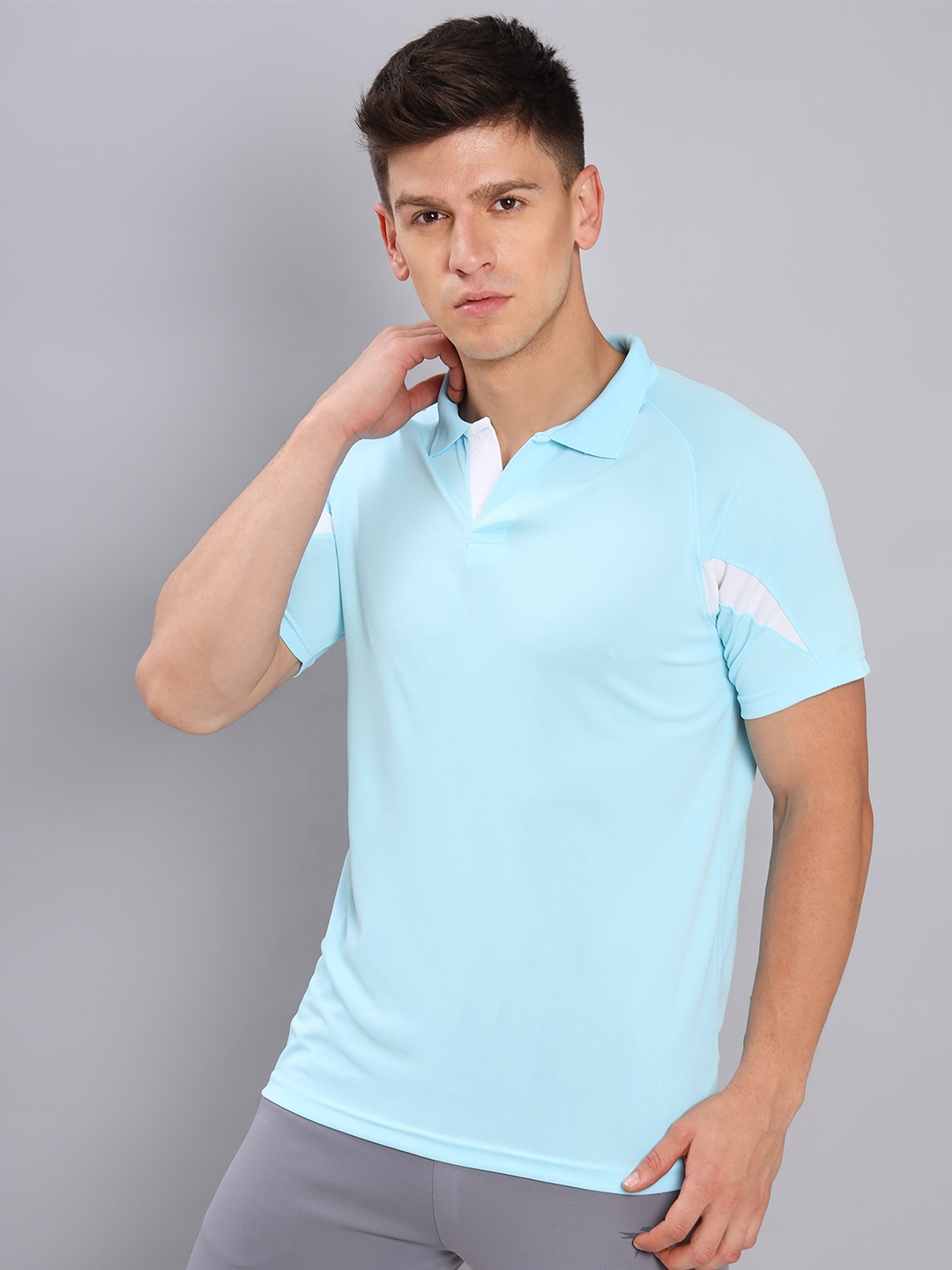 

Technosport Polo Collar Antimicrobial Slim Fit Tennis T-shirt, Turquoise blue