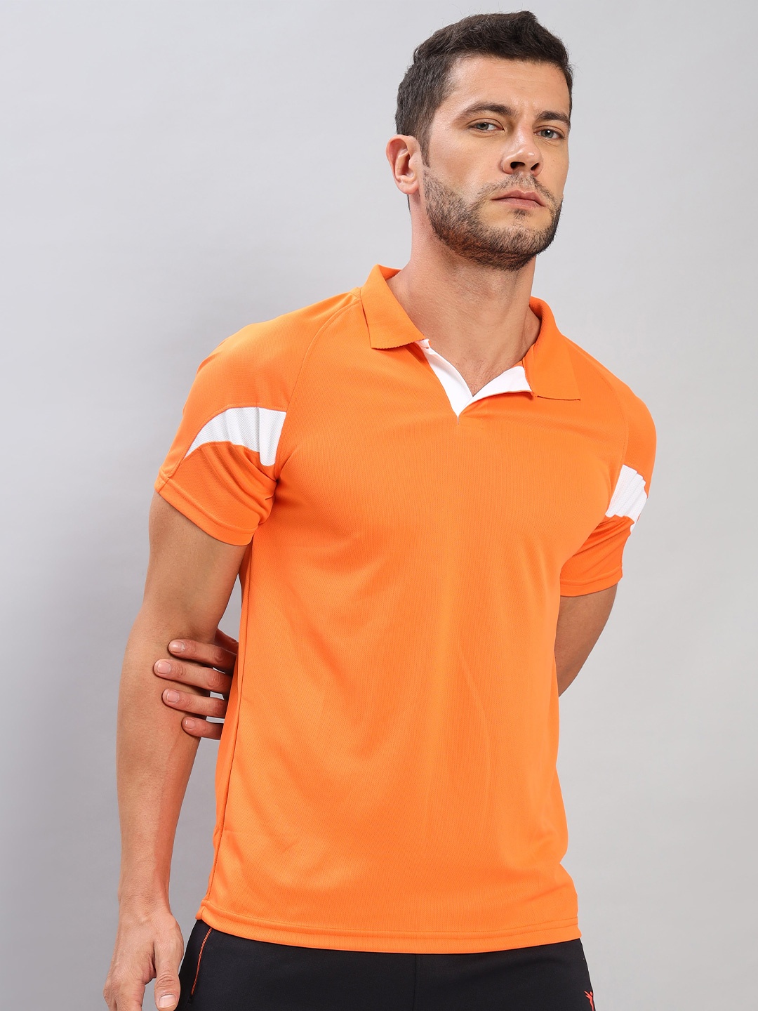 

Technosport Polo Collar Antimicrobial Slim Fit Tennis T-shirt, Orange