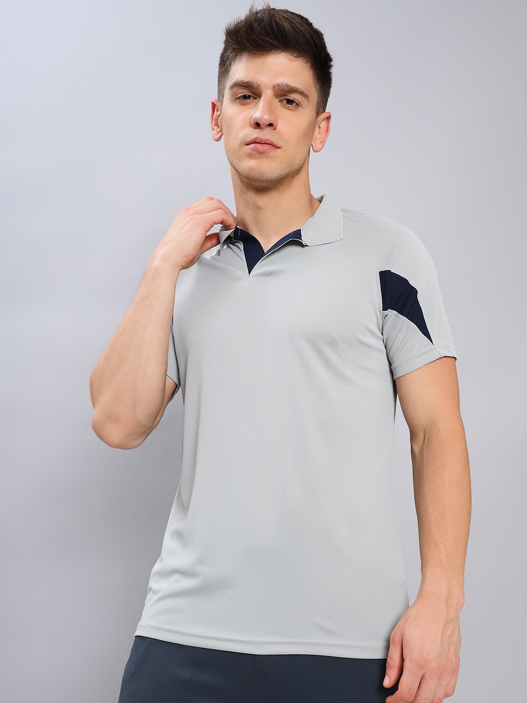 

Technosport Polo Collar Antimicrobial Slim Fit T-shirt, Grey