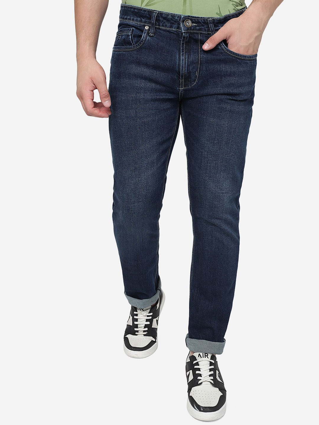 

JADE BLUE Men Mid-Rise Slim Fit Light Fade Cotton Jeans